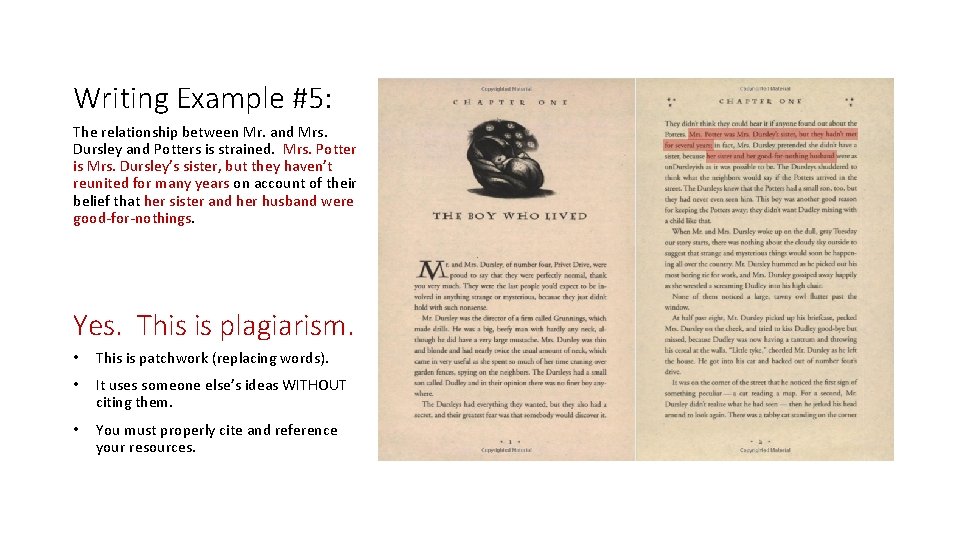 Writing Example #5: The relationship between Mr. and Mrs. Dursley and Potters is strained.