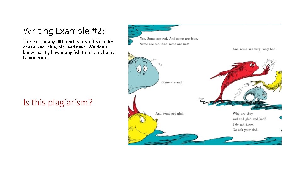 Writing Example #2: There are many different types of fish in the ocean: red,