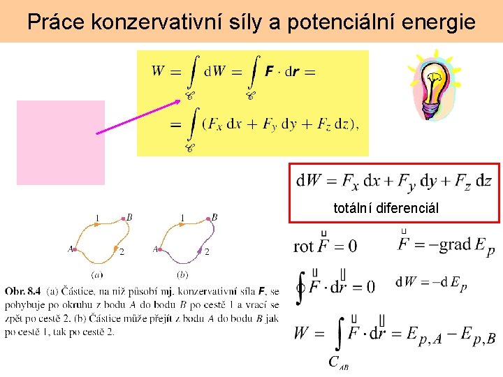 Práce konzervativní síly a potenciální energie totální diferenciál 