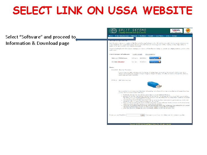 SELECT LINK ON USSA WEBSITE Select “Software” and proceed to Information & Download page