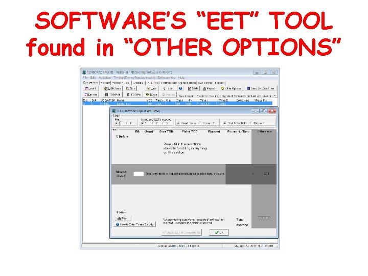 SOFTWARE’S “EET” TOOL found in “OTHER OPTIONS” 