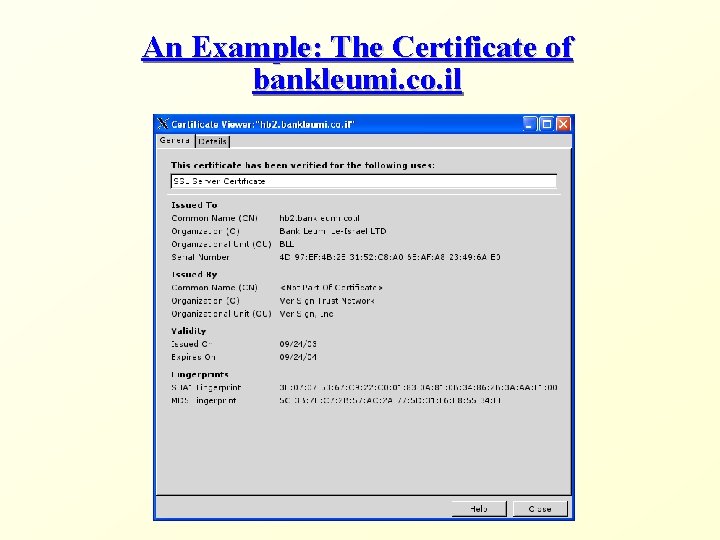 An Example: The Certificate of bankleumi. co. il 