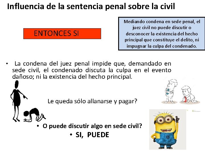 Influencia de la sentencia penal sobre la civil ENTONCES SI Mediando condena en sede