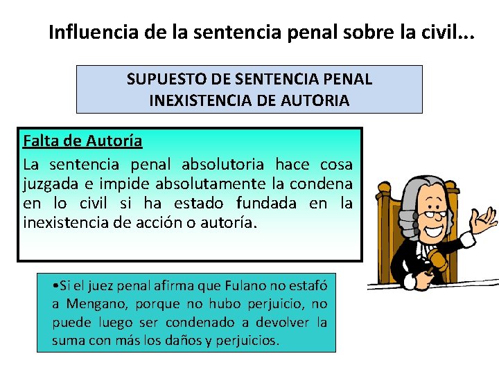 Influencia de la sentencia penal sobre la civil. . . SUPUESTO DE SENTENCIA PENAL