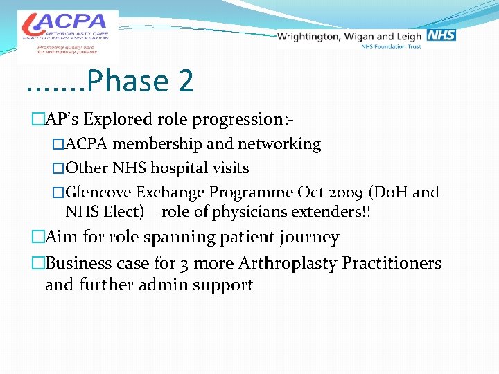 . . . . Phase 2 �AP’s Explored role progression: �ACPA membership and networking