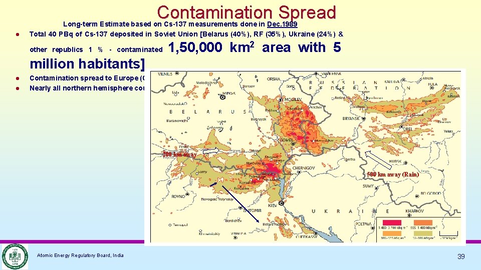 Contamination Spread Long-term Estimate based on Cs-137 measurements done in Dec. 1989 Total 40