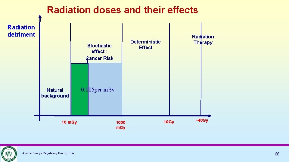 Radiation doses and their effects Radiation detriment Deterministic Effect Stochastic effect : Cancer Risk