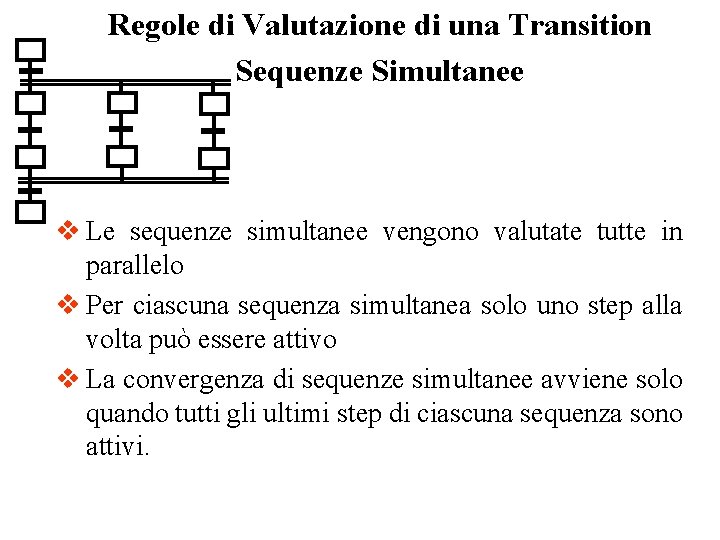 Regole di Valutazione di una Transition Sequenze Simultanee v Le sequenze simultanee vengono valutate