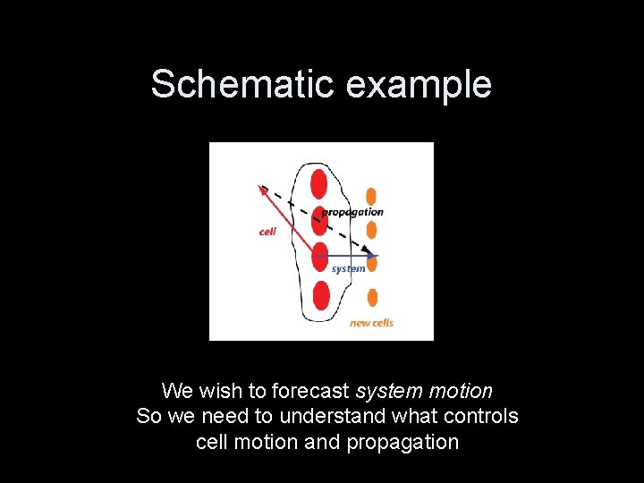 Schematic example We wish to forecast system motion So we need to understand what