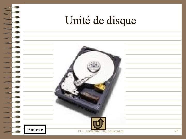 Unité de disque Annexe PCI Université Claude Bernard 27 