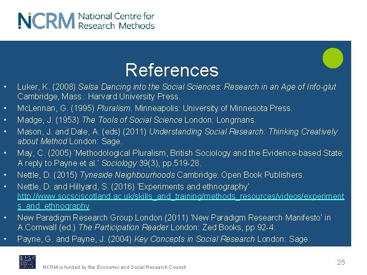 References • • • Luker, K. (2008) Salsa Dancing into the Social Sciences: Research