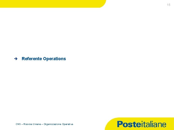 15 Referente Operations CNS – Risorse Umane – Organizzazione Operativa 12/6/2020 