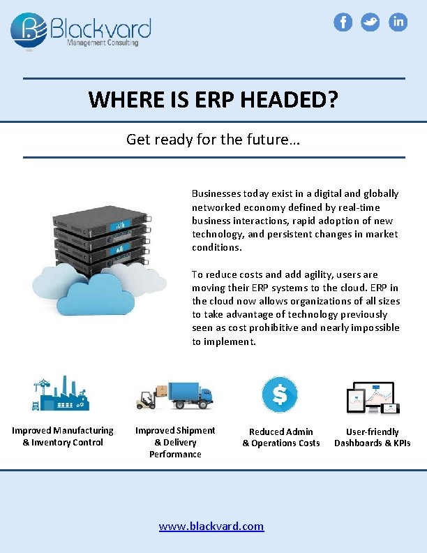 WHERE IS ERP HEADED? Get ready for the future… Businesses today exist in a