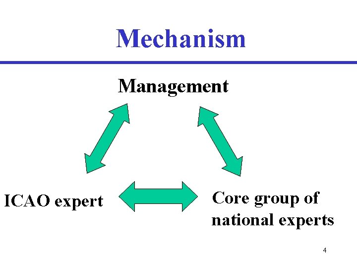 Mechanism Management ICAO expert Core group of national experts 4 