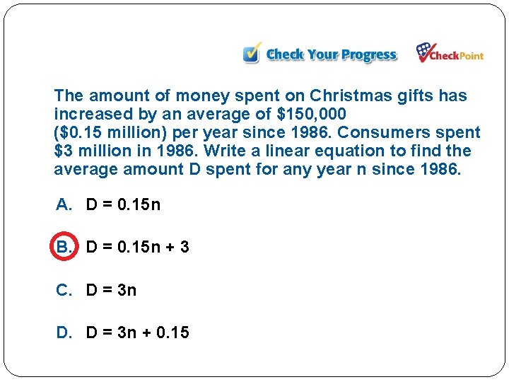 The amount of money spent on Christmas gifts has increased by an average of The amount of money spent on Christmas gifts has increased by an average of