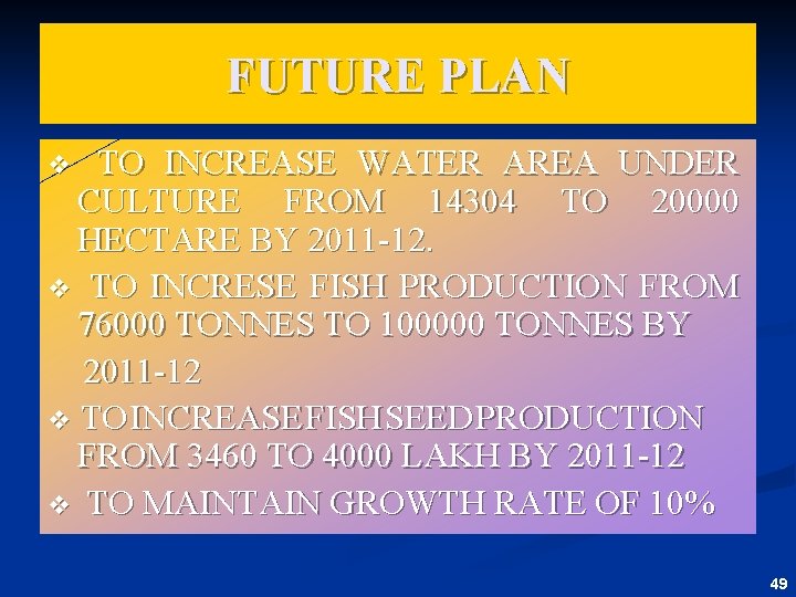 FUTURE PLAN TO INCREASE WATER AREA UNDER CULTURE FROM 14304 TO 20000 HECTARE BY