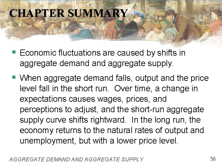 CHAPTER SUMMARY § Economic fluctuations are caused by shifts in aggregate demand aggregate supply.