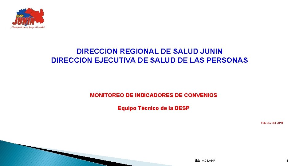 DIRECCION REGIONAL DE SALUD JUNIN DIRECCION EJECUTIVA DE SALUD DE LAS PERSONAS MONITOREO DE