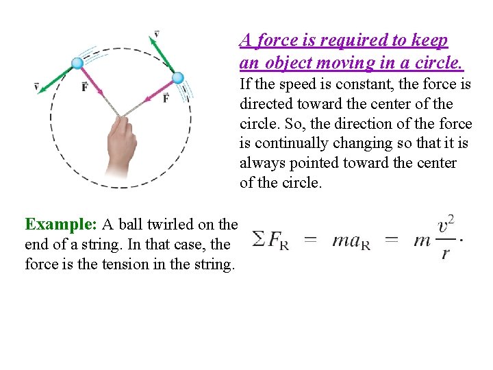 A force is required to keep an object moving in a circle. If the