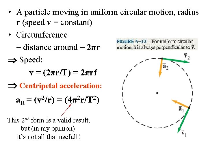  • A particle moving in uniform circular motion, radius r (speed v =