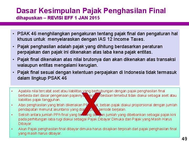 Dasar Kesimpulan Pajak Penghasilan Final dihapuskan – REVISI EFF 1 JAN 2015 • PSAK Dasar Kesimpulan Pajak Penghasilan Final dihapuskan – REVISI EFF 1 JAN 2015 • PSAK