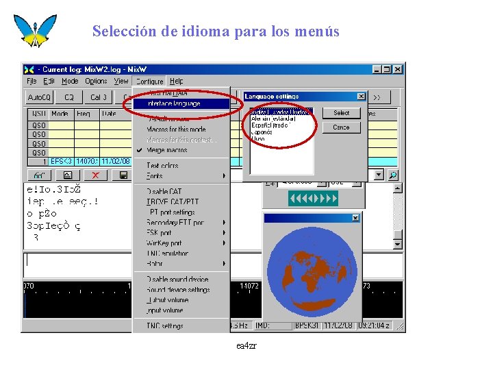 Selección de idioma para los menús ea 4 zr 