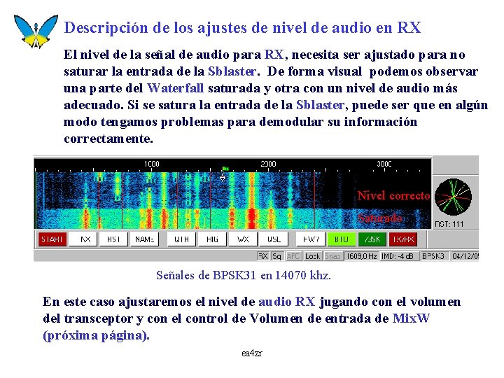 Descripción de los ajustes de nivel de audio en RX El nivel de la
