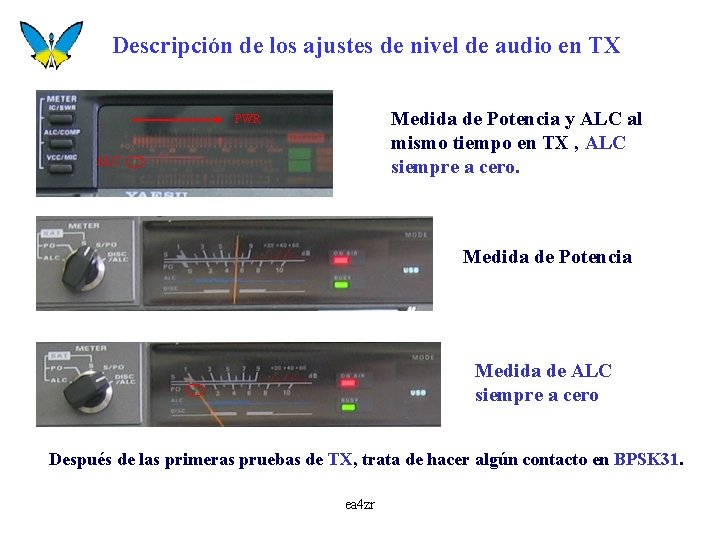 Descripción de los ajustes de nivel de audio en TX Medida de Potencia y