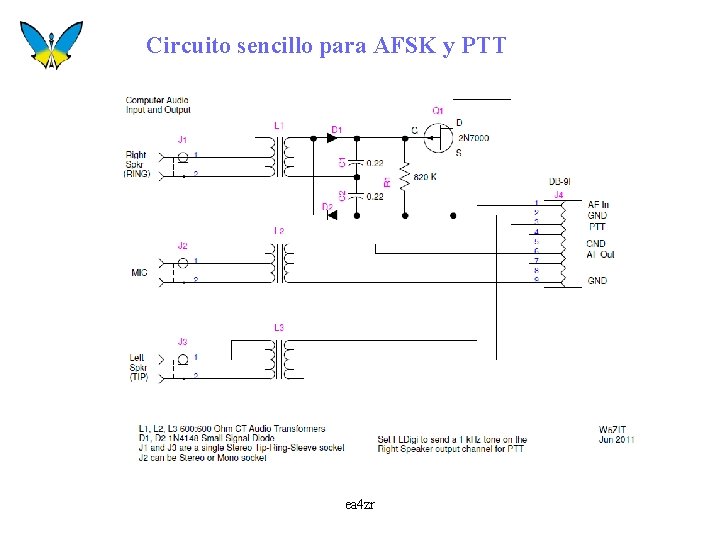 Circuito sencillo para AFSK y PTT ea 4 zr 