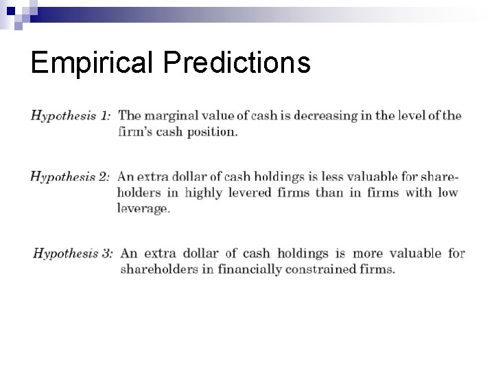 Empirical Predictions 