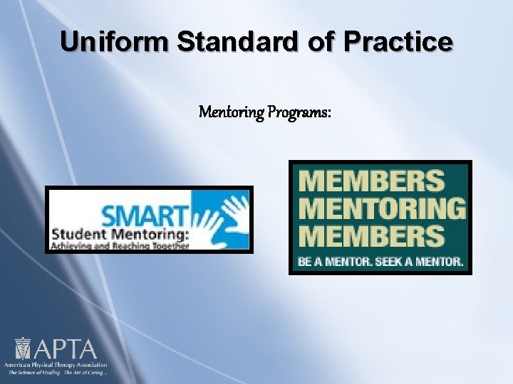 Uniform Standard of Practice Mentoring Programs: 