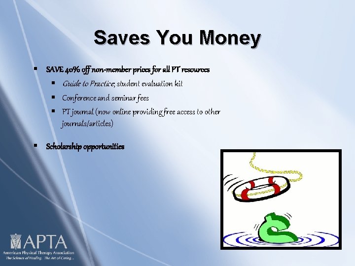 Saves You Money § SAVE 40% off non-member prices for all PT resources §