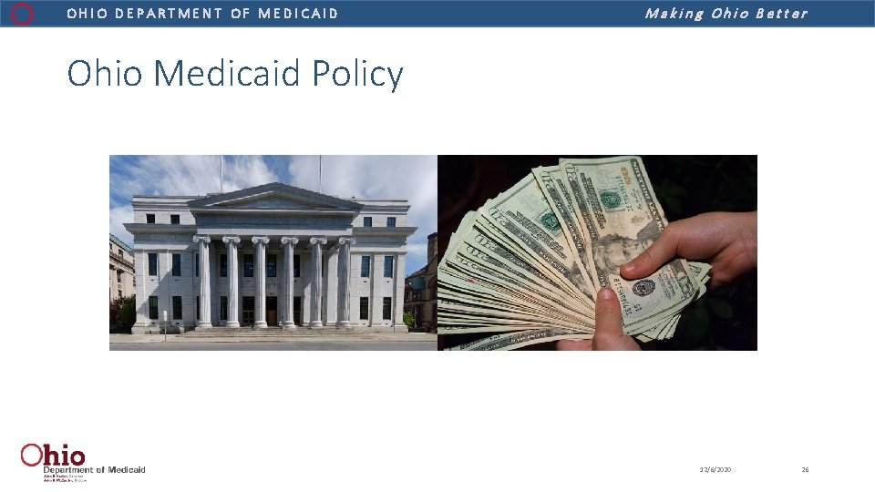 OHIO DEPARTMENT OF MEDICAID Making Ohio Better Ohio Medicaid Policy 12/6/2020 26 