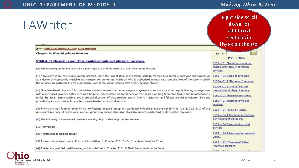 OHIO DEPARTMENT OF MEDICAID LAWriter Making Ohio Better Right side scroll down for additional