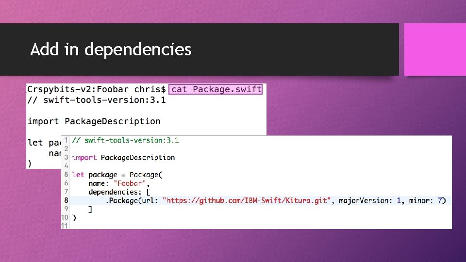 Add in dependencies 