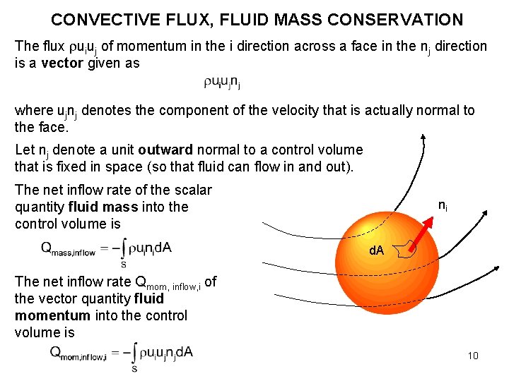 CONVECTIVE FLUX, FLUID MASS CONSERVATION The flux uiuj of momentum in the i direction