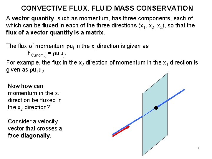 CONVECTIVE FLUX, FLUID MASS CONSERVATION A vector quantity, such as momentum, has three components,