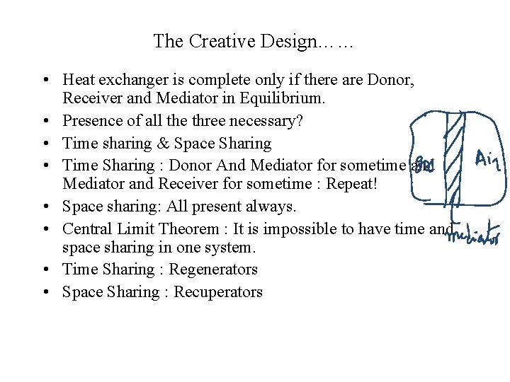 The Creative Design…… • Heat exchanger is complete only if there are Donor, Receiver