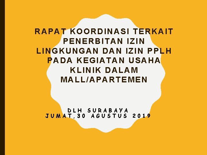 RAPAT KOORDINASI TERKAIT PENERBITAN IZIN LINGKUNGAN DAN IZIN PPLH PADA KEGIATAN USAHA KLINIK DALAM