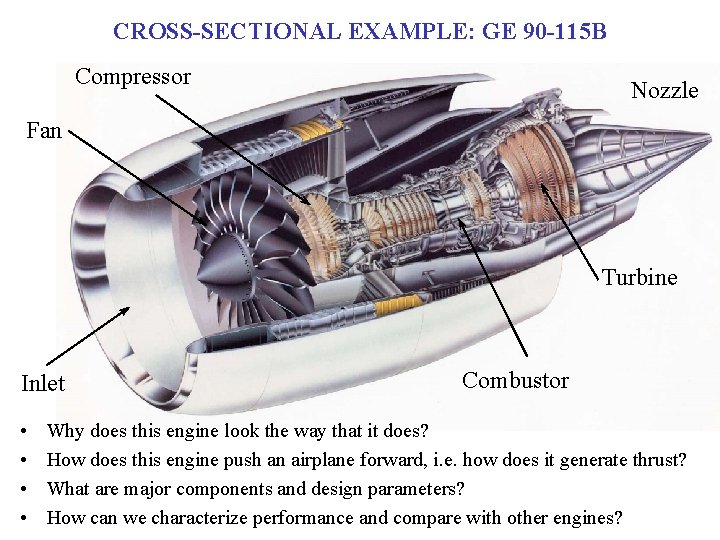 CROSS-SECTIONAL EXAMPLE: GE 90 -115 B Compressor Nozzle Fan Turbine Inlet • • Combustor