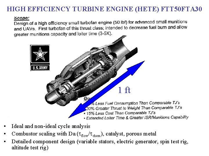 HIGH EFFICIENCY TURBINE ENGINE (HETE) FTT 50 FTA 30 1 ft • Ideal and