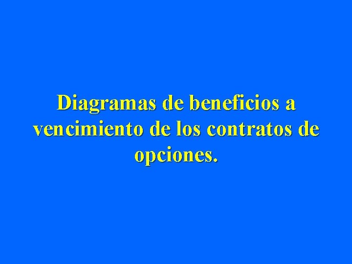 Diagramas de beneficios a vencimiento de los contratos de opciones. 