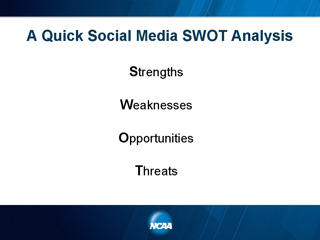 A Quick Social Media SWOT Analysis Strengths Weaknesses Opportunities Threats 