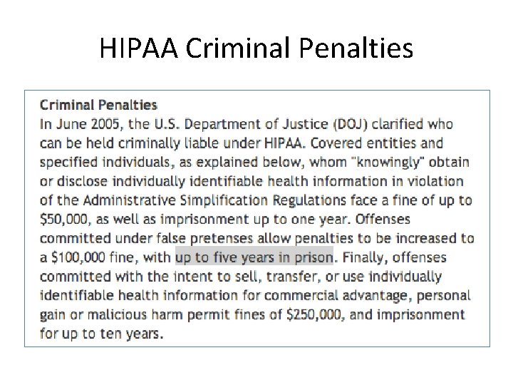 HIPAA Criminal Penalties 