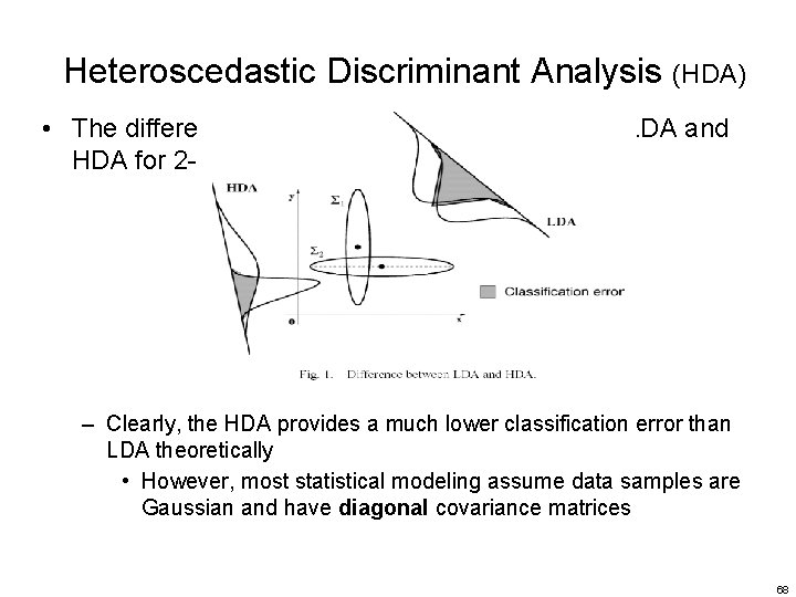 Heteroscedastic Discriminant Analysis (HDA) • The difference in the projections obtained from LDA and