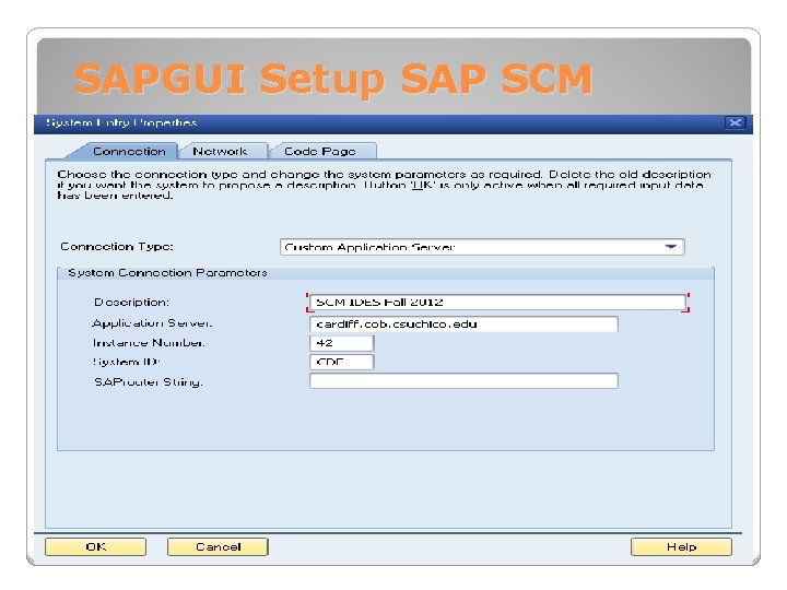 SAPGUI Setup SAP SCM 