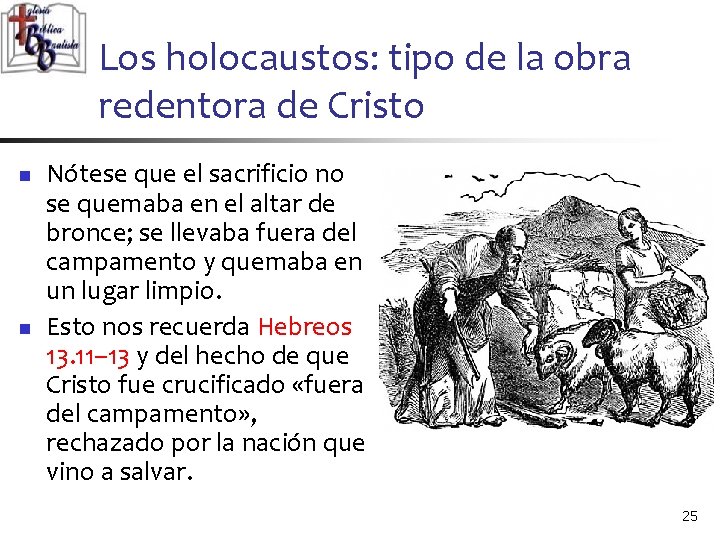 Los holocaustos: tipo de la obra redentora de Cristo n n Nótese que el Los holocaustos: tipo de la obra redentora de Cristo n n Nótese que el