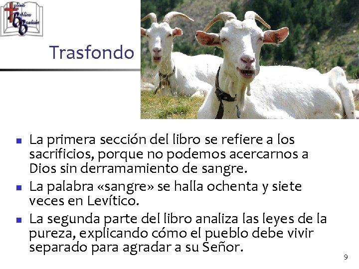 Trasfondo n n n La primera sección del libro se refiere a los sacrificios, Trasfondo n n n La primera sección del libro se refiere a los sacrificios,