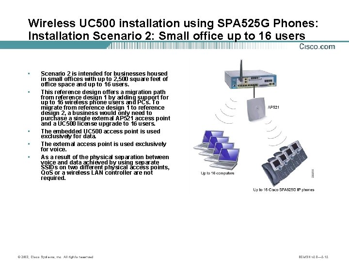 Wireless UC 500 installation using SPA 525 G Phones: Installation Scenario 2: Small office