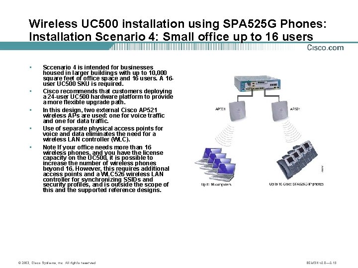 Wireless UC 500 installation using SPA 525 G Phones: Installation Scenario 4: Small office